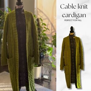 Cozy Olive Cable Knit Cardigan